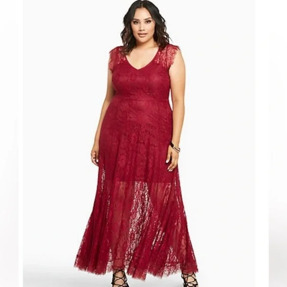 torrid | Dresses | Torrid Elegant Burgandy Lace Maxi Dress Womens Size 6  Formal Wedding Party | Poshmark